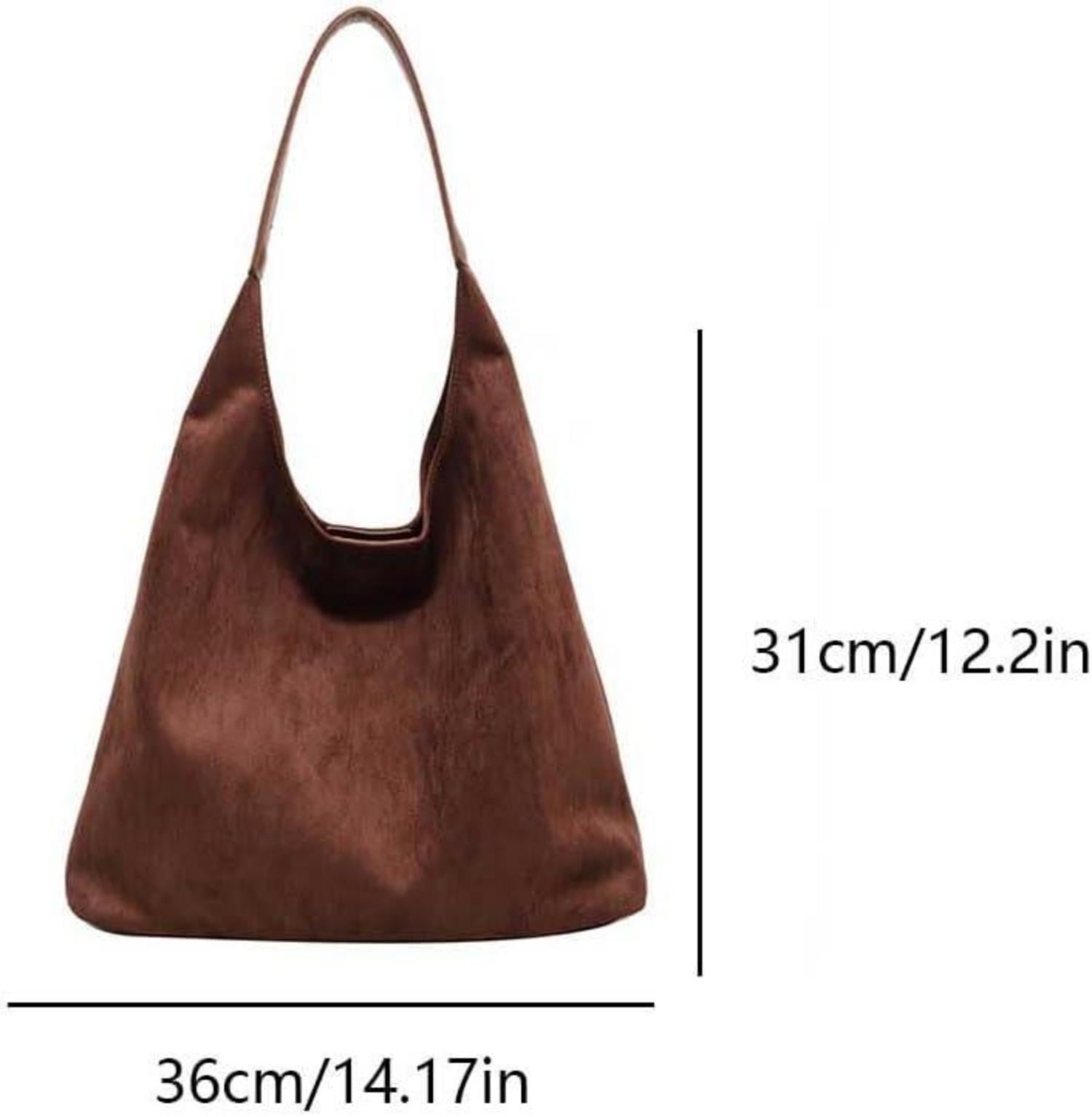 Damen Tote Bag Handtasche Groß Wildlederimitat Shopper Schultertasche Kaffee