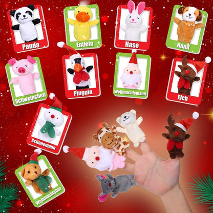 Adventskalender Kinder mit 24 Tier-Fingerpuppen für Weihnachten