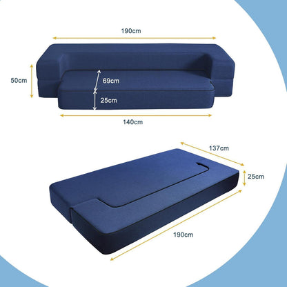 Faltbares Schlafsofa mit Memory-Schaum – Dunkelblau Full