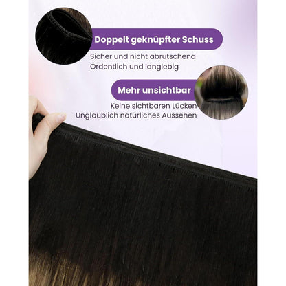 Echthaar Tressen Blayage Schwarz Ombre 50cm - 100g