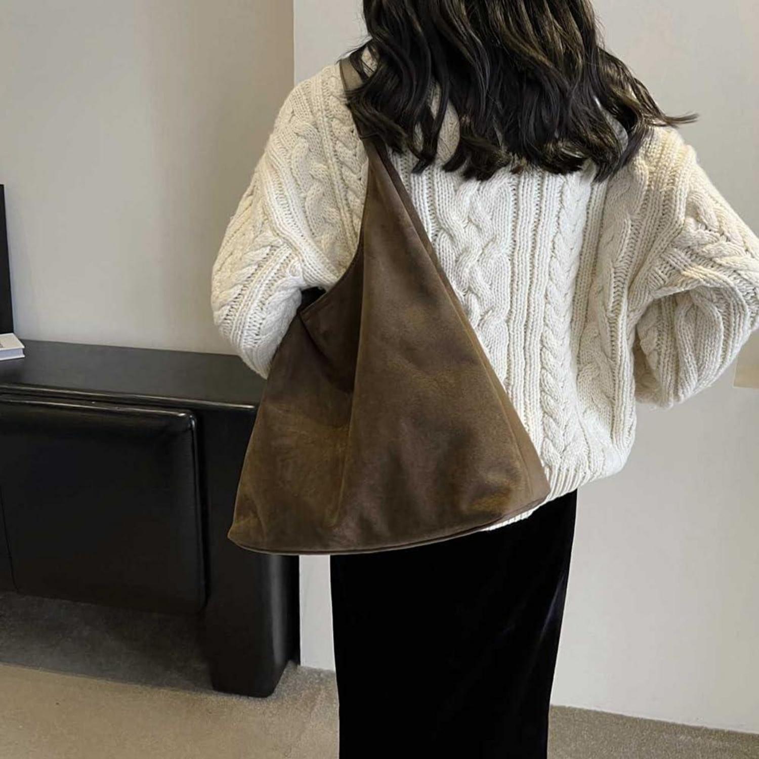 TIAASTAP Wildlederimitat Damen Tote Bag Groß Grün