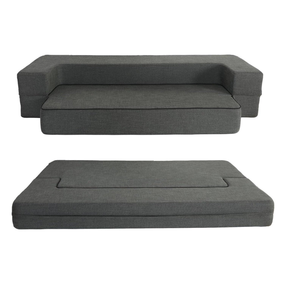 Modernes Klappsofa mit Memory-Schaum & Schlaffunktion – Dunkelgrau