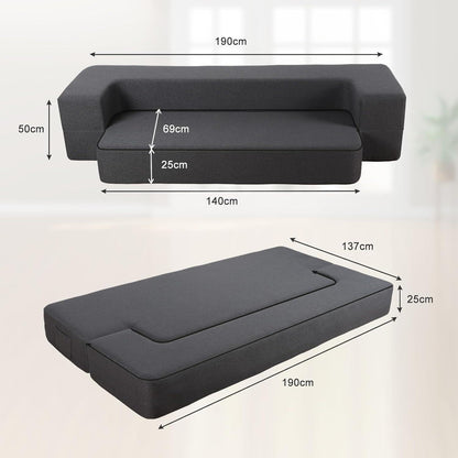 Modernes Klappsofa mit Memory-Schaum & Schlaffunktion – Dunkelgrau
