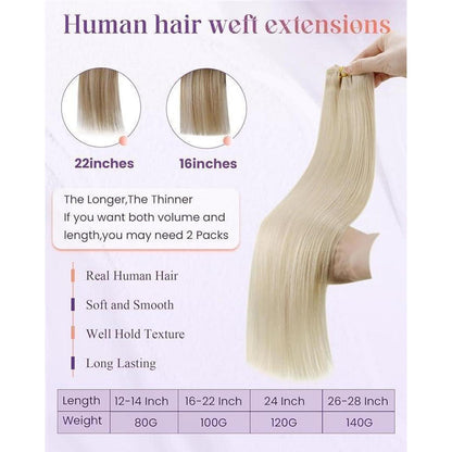 Blond Remy Echthaar Tressen zum Einnähen - 50cm, 100g