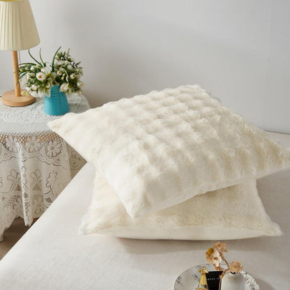 Plüsch Bettwäsche Set 200x200 Creme Weiß, Winterwarm & Kuschelig