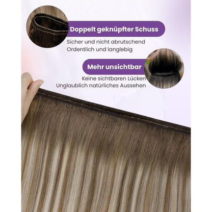 Echthaar Tressen Braun Balayage mit Platinblond 50cm