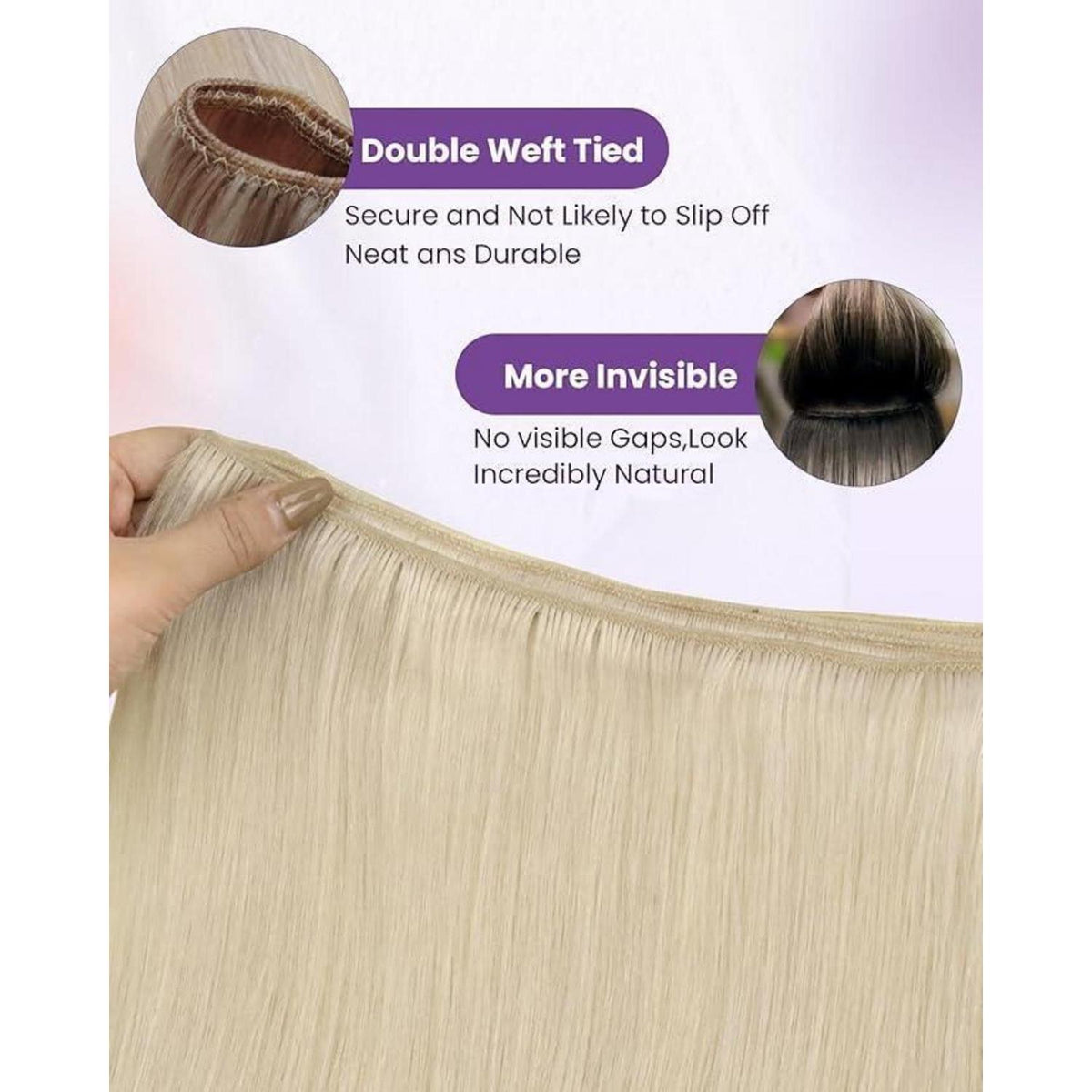 Echthaar Tressen Blond Remy 55cm - Haarverlängerung