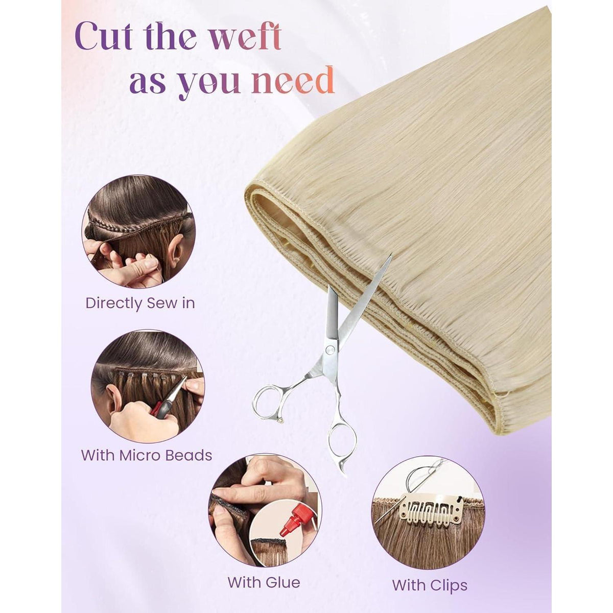 Echthaar Tressen Blond Remy 55cm - Haarverlängerung
