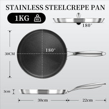 Edelstahl Crepe Pfanne 30 cm Antihaft Induktion Omlettpfanne