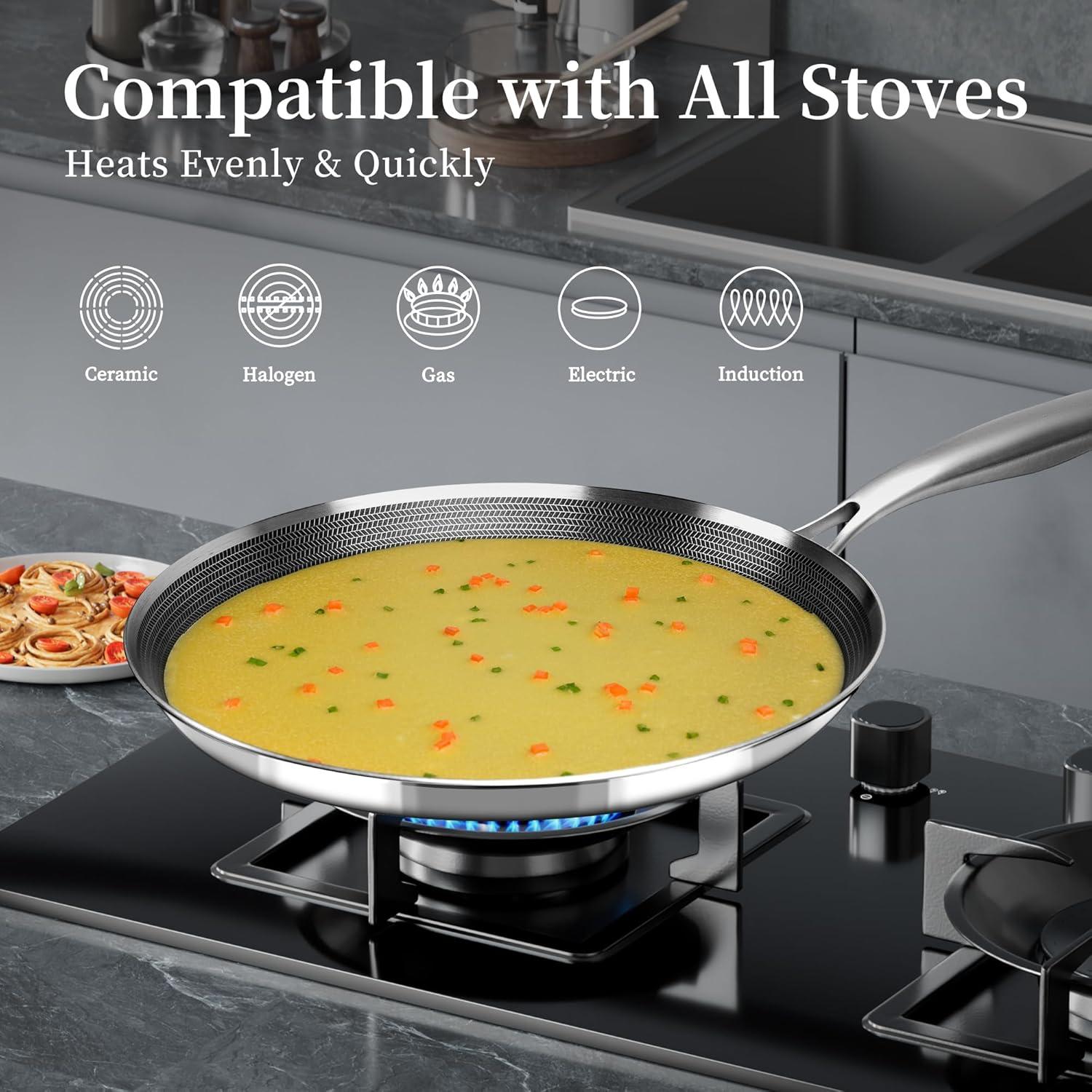 Edelstahl Crepe Pfanne 30 cm Induktion Antihaft Waben Pfanne