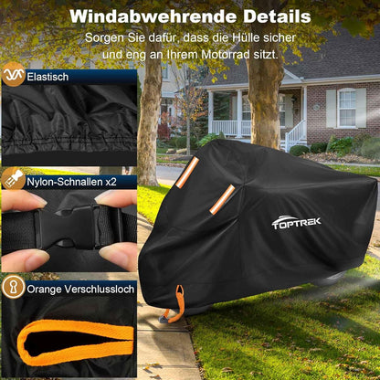 toptrek XXXL Motorradabdeckung wasserdicht Winterfest Outdoor 265x105x125 cm