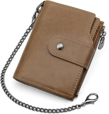 Herren Geldbeutel RFID Schutz Echtes Leder Brieftasche mit Kette
