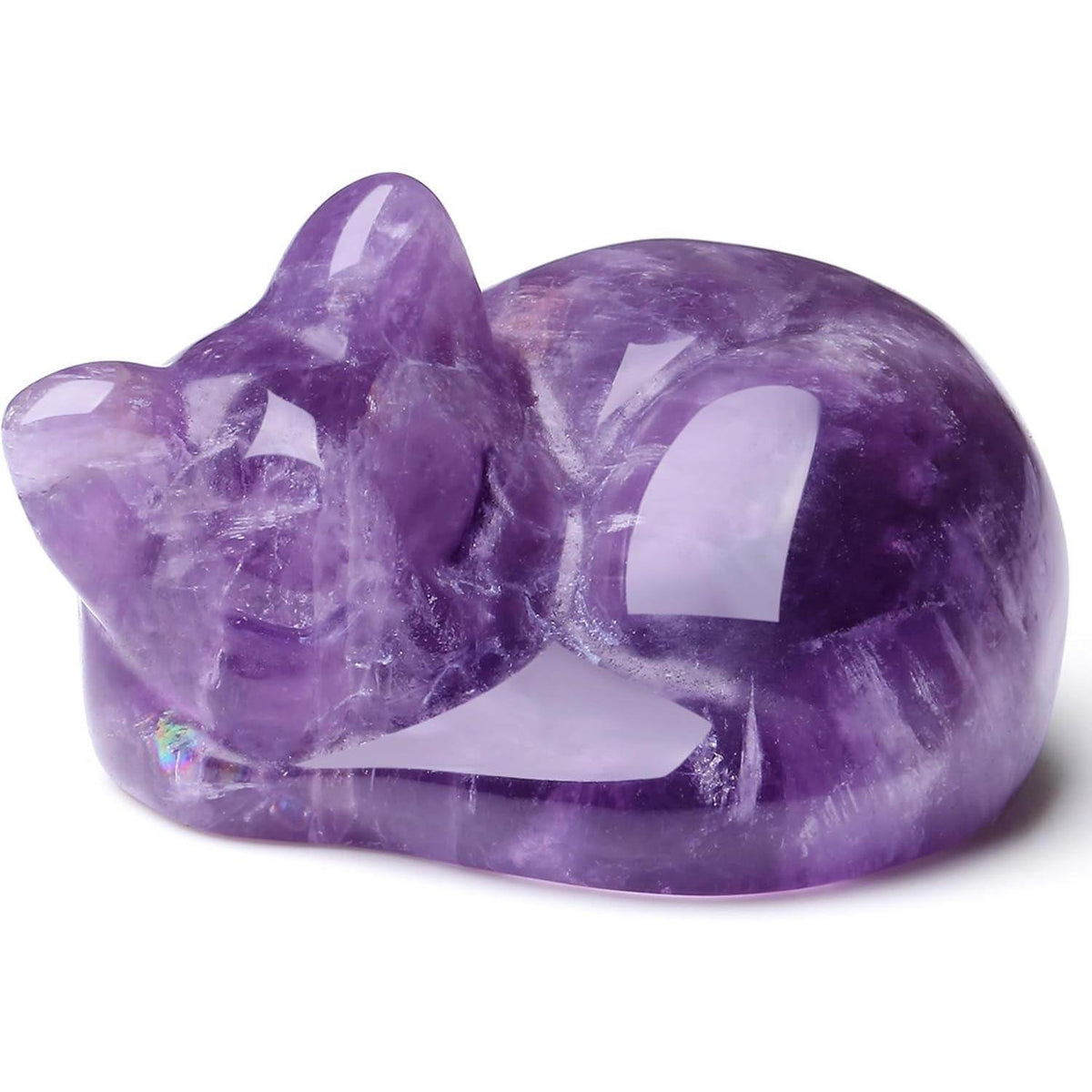 Amethyst Katze Kristallfigur - Glückskätzchen Deko für Katzenliebhaber