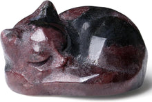 Granat Katze Figur Heilsteine Skulptur Schlafende Statue Niedliche