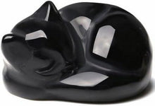 Obsidian Katze Kristall Heilsteine Figur Schlafende Dekor Statue