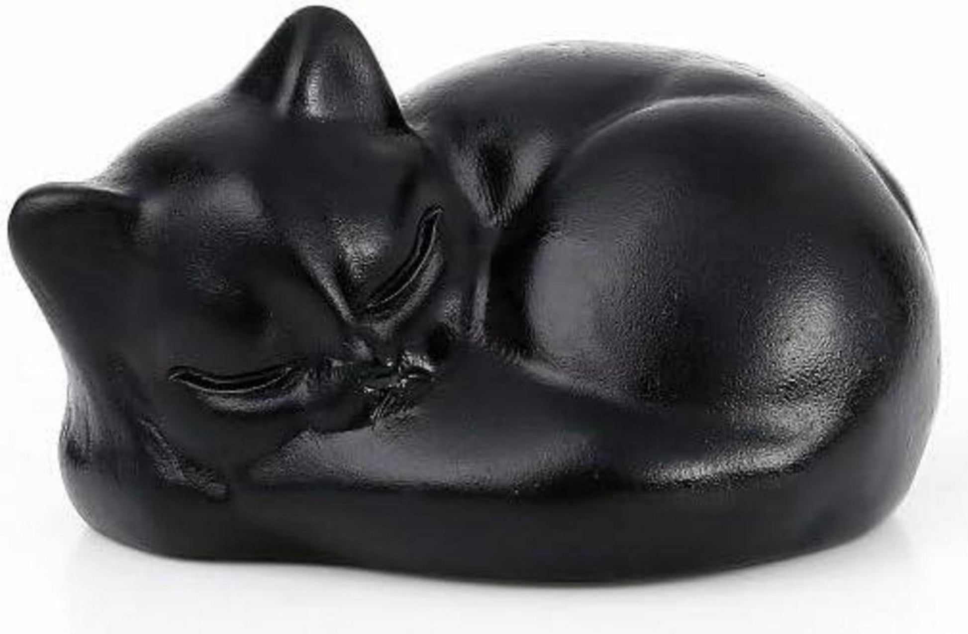 Obsidian Katze Kristall Figur - Schlafende Katze Statue