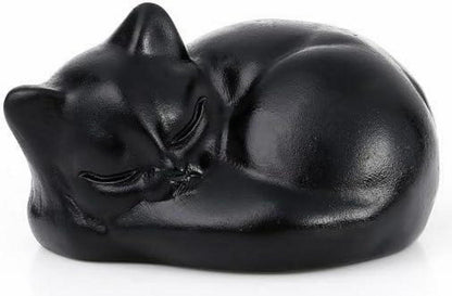 Obsidian Katze Kristall Figur - Schlafende Katze Statue