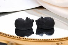 Mattes Obsidian Katze Figur | Heilstein Statue für Katzen