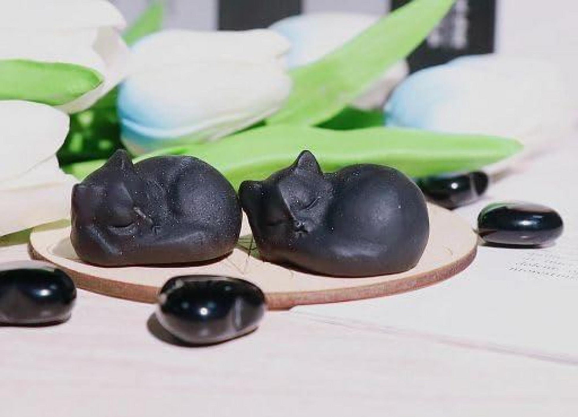 Mattes Obsidian Katze Figur Heilsteine Dekor Statue 6cm 37g