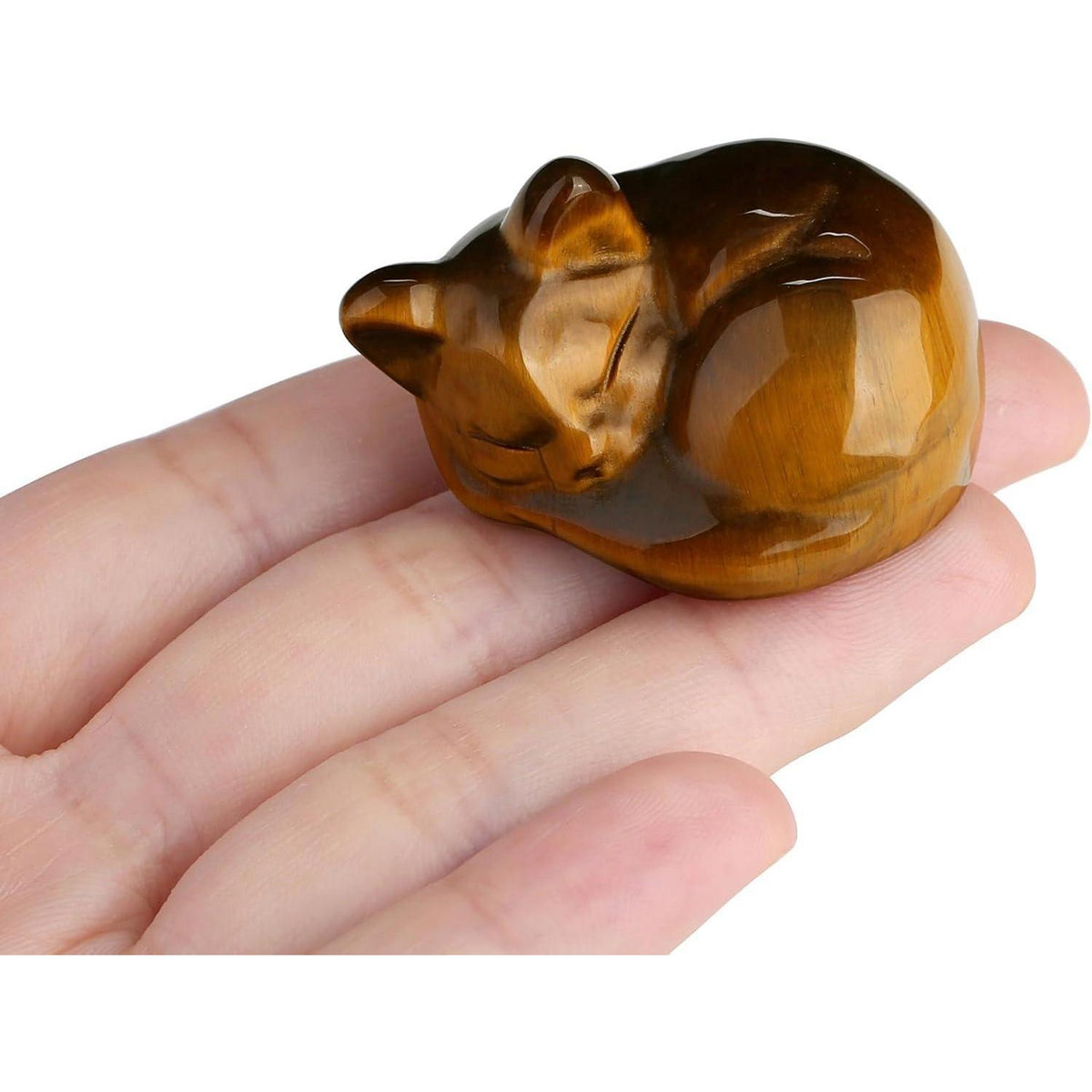 Tigerauge Katze Kristallfigur – Glücksbringer & Schmuckstein Skulptur