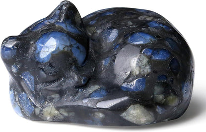Blauer Labradorit Katze Figur Geschnitzte Edelsteine Surfdome
