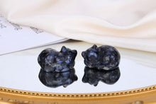 Blauer Labradorit Katze Figur Schlafende Katze Dekor Stein