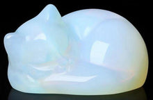 Opal Katze Kristall Figur Schlafende Katze Skulptur Stein Statue