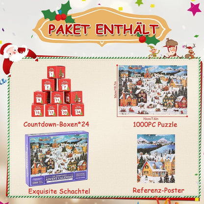 Adventskalender Puzzle 2024 Weihnachts Jigsaw 24 Boxen 1008
