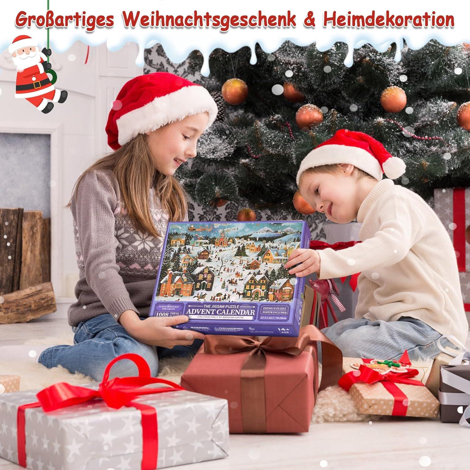 Adventskalender Puzzle 2024 Weihnachts Jigsaw 1008 Teile Kinder Adult