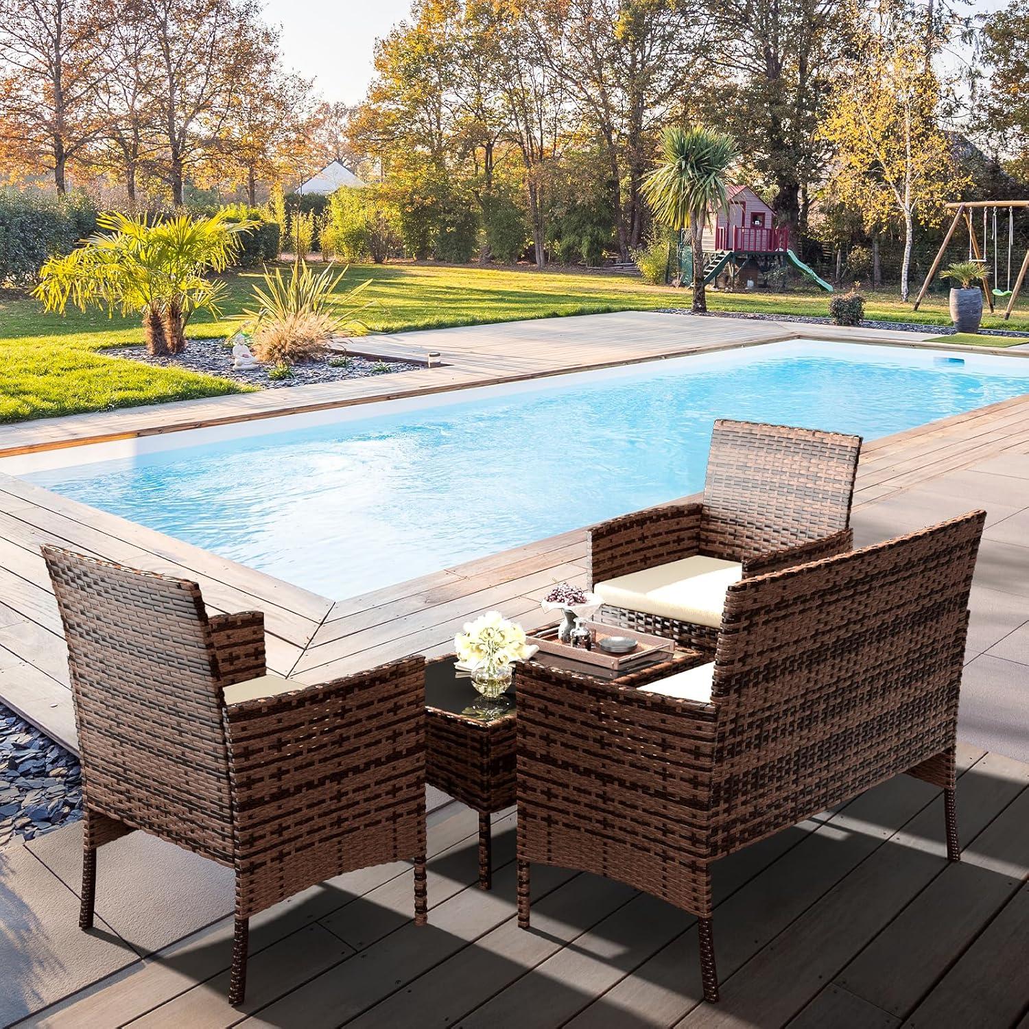 Rattan Gartenmöbel Set 4-teilig VintageBraun Terrasse Balkon