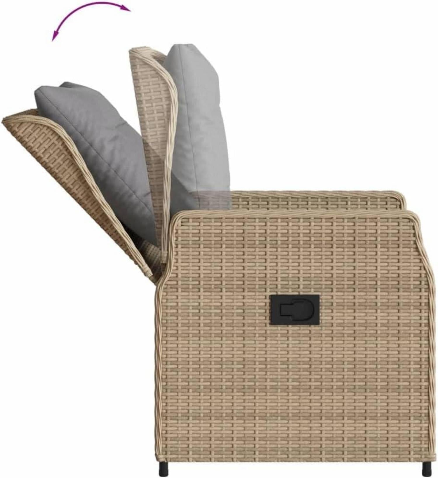Polyrattan Sitzgruppe 6 Personen Tisch 6 Hochlehner Stühle Beige