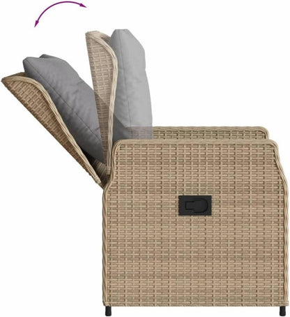 Polyrattan Sitzgruppe 6 Personen Tisch 6 Hochlehner Stühle Beige