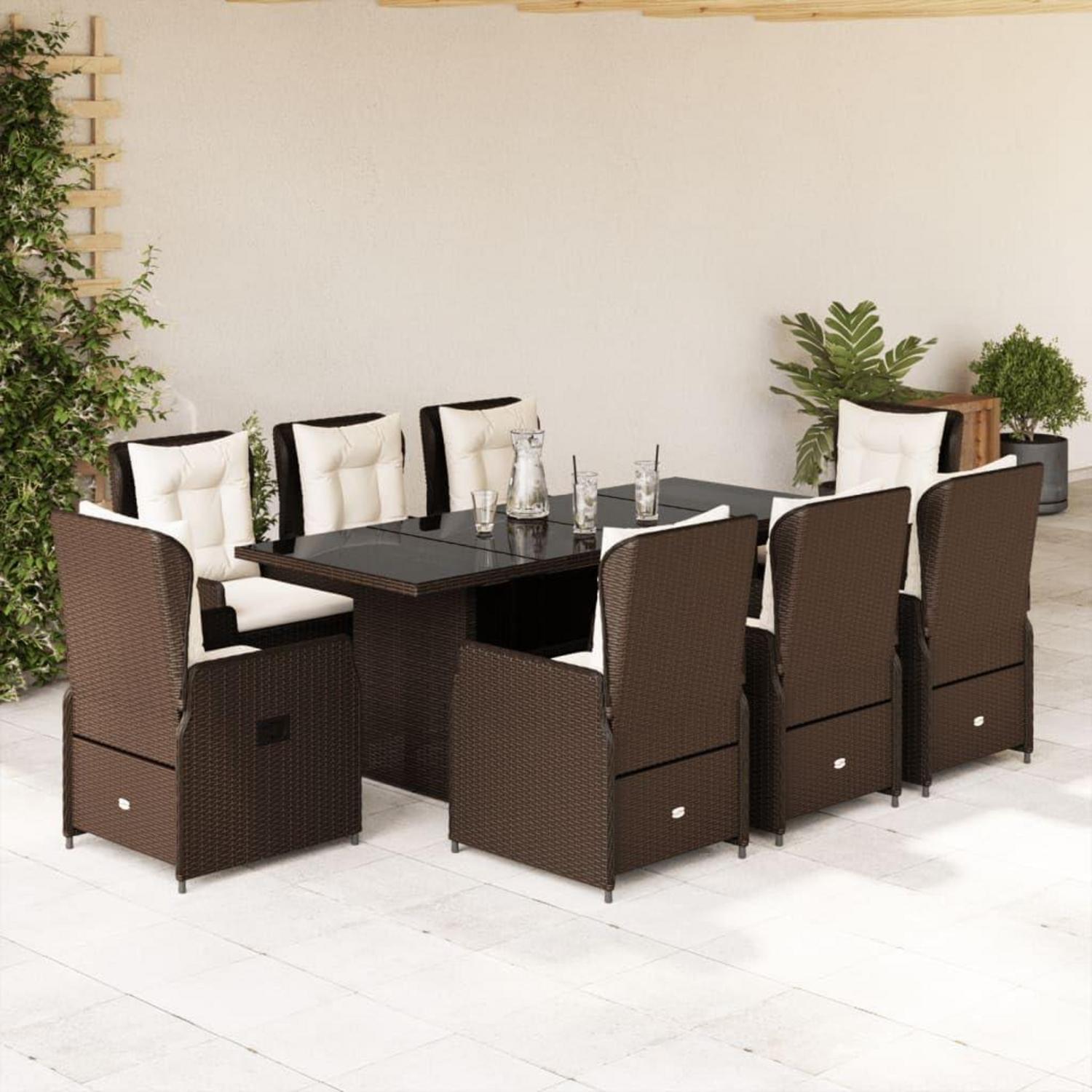 Polyrattan Gartenmöbel Set 8 Personen Tisch 8 Hochlehner Braun
