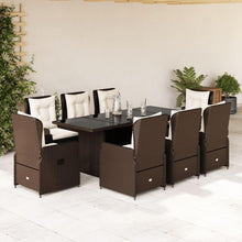 Polyrattan Gartenmöbel Set 8 Personen Tisch 8 Hochlehner Braun