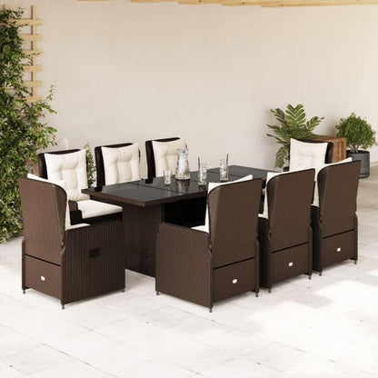 Polyrattan Gartenmöbel Set 8 Personen Tisch 8 Hochlehner Braun