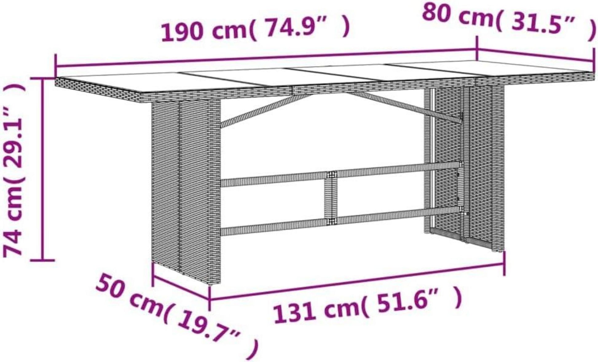 Polyrattan Gartenmöbel Set 8 Personen Tisch + Verstellbare Hochlehner Stühle