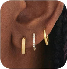 Goldene Ohrringe Set Hypoallergen 3 Paar 14K Vergoldet Ohrschmuck