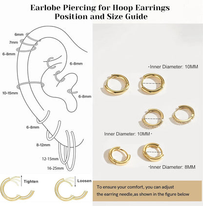 Goldene Ohrringe Set Hypoallergen 3 Paar 14K Vergoldet Ohrschmuck