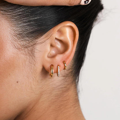 Goldene Ohrringe Set Damen Hypoallergen 14K Vergoldet Creolen Ohrstecker Piercings