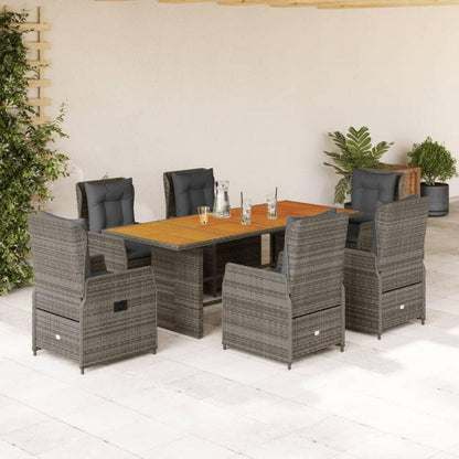 Polyrattan Gartenmöbel Set mit Tisch und 6 Hochlehner Stühlen