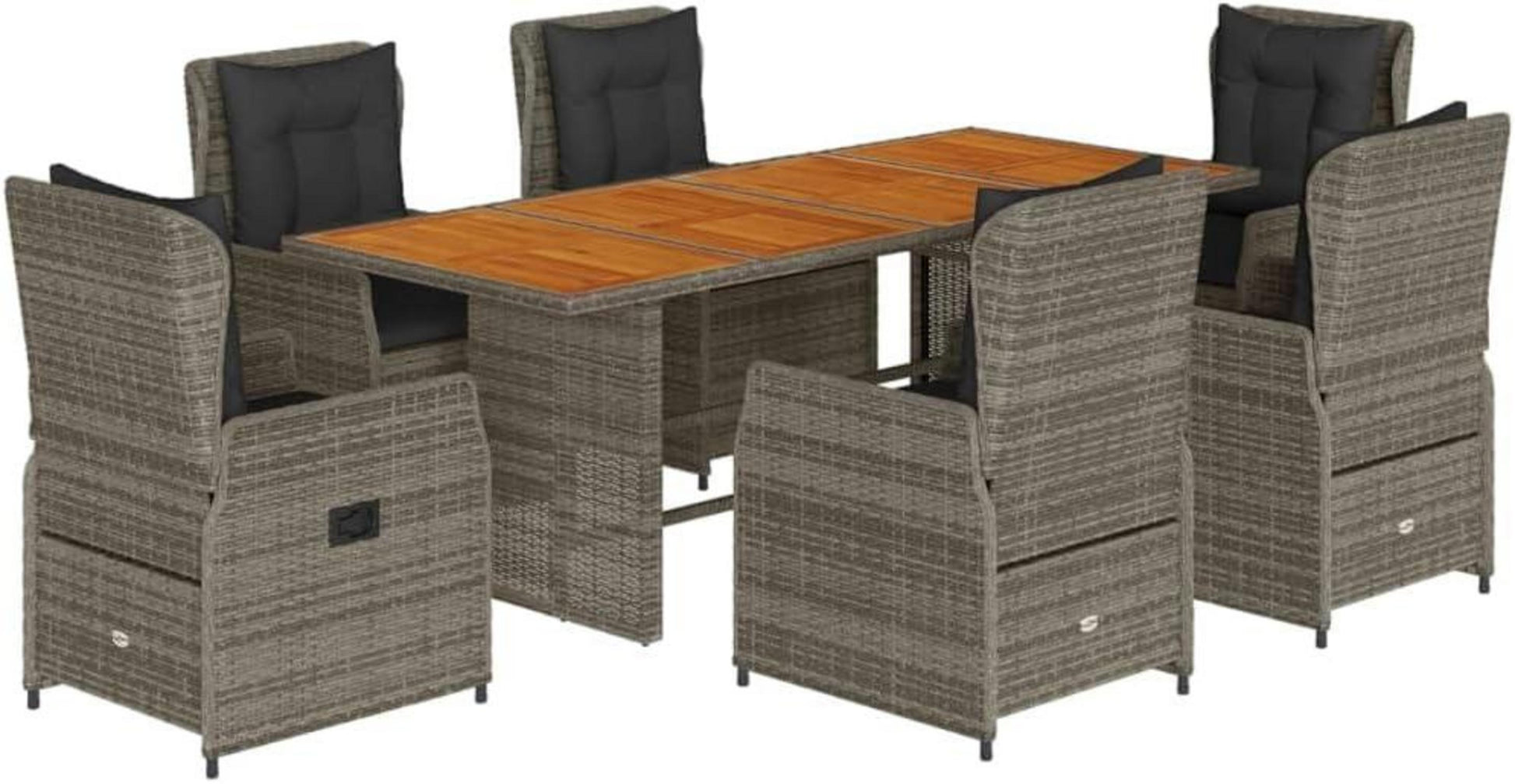 IKAYAA Polyrattan Sitzgruppe 6 Personen Tisch 6 Hochlehner
