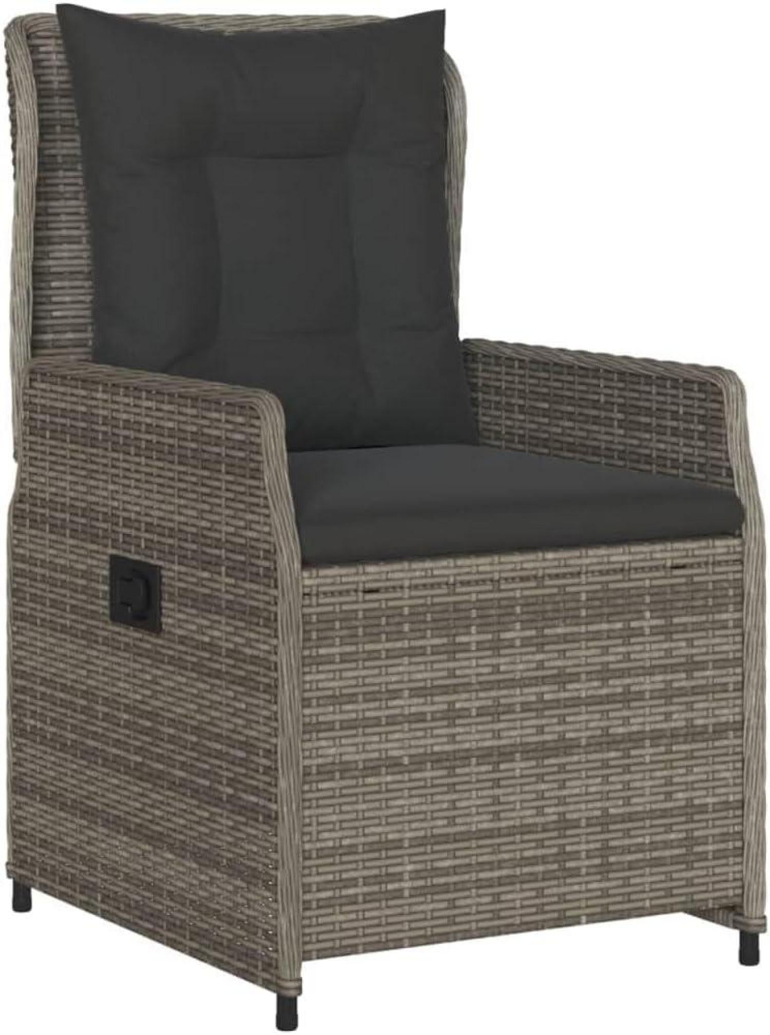 Polyrattan Gartenmöbel Set 6 Personen mit verstellbaren Stühlen und Tisch Grau