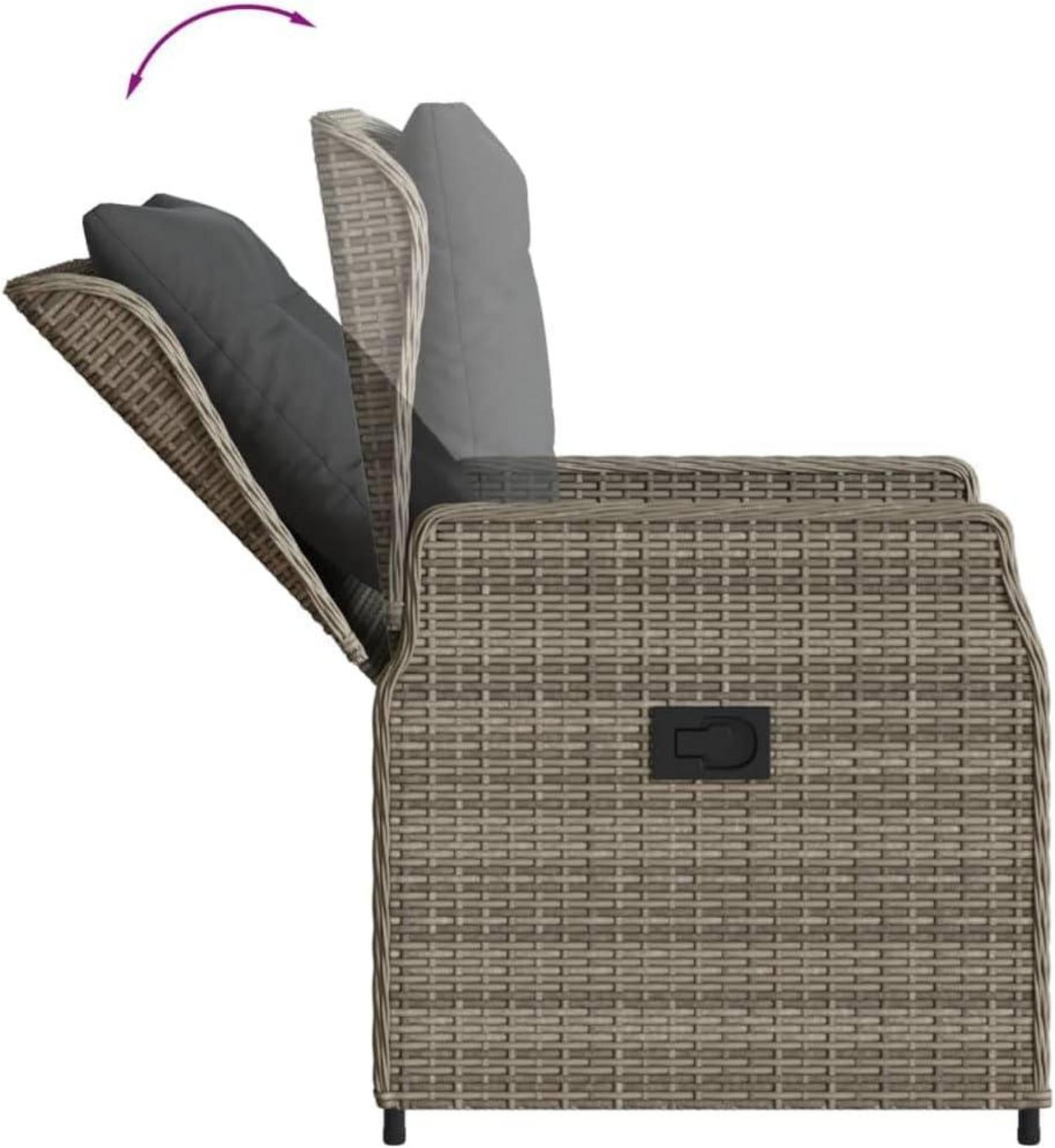 Polyrattan Gartenmöbel Set 6 Personen mit Tisch und Hochlehner Stühlen Grau