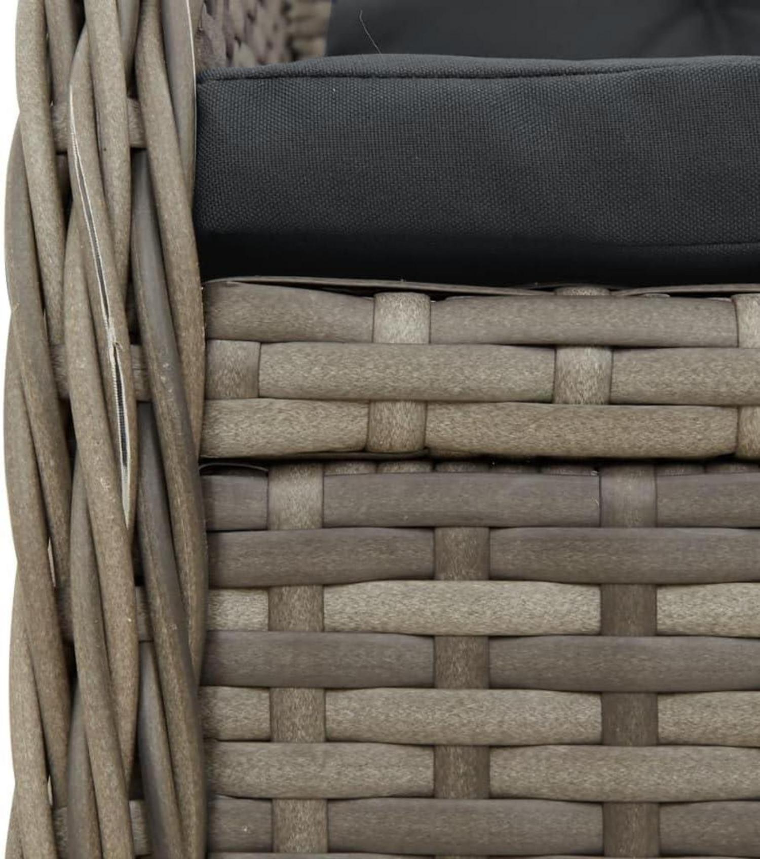 Polyrattan Gartenmöbel Set 6 Personen Hochlehner Terrasse Grau