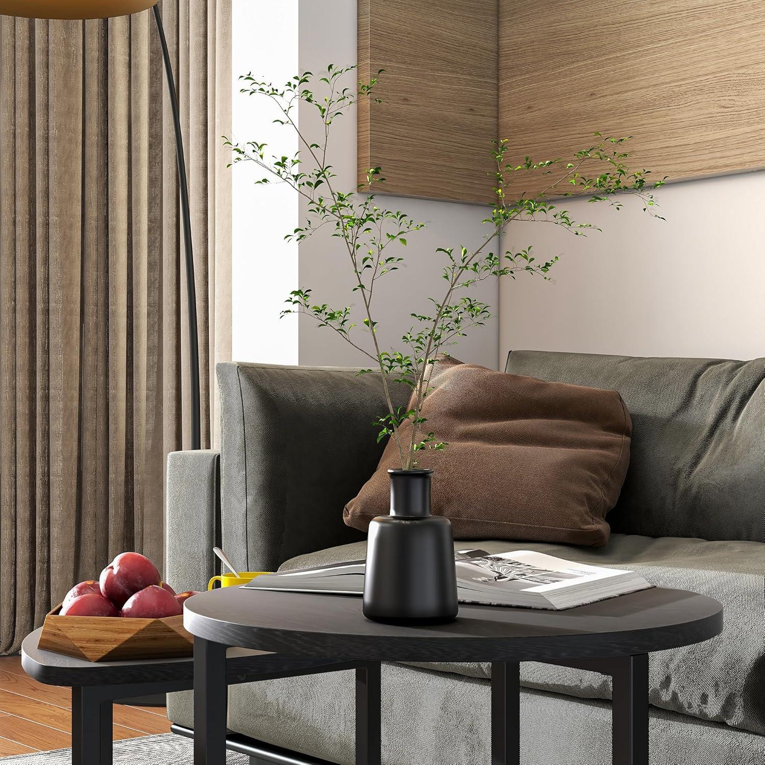 Runder Couchtisch 2er-Set kleiner Beistelltisch Wohnzimmer Holzoptik