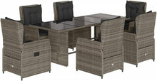 IKAYAA Polyrattan Sitzgruppe 6 Personen mit Glas Tisch