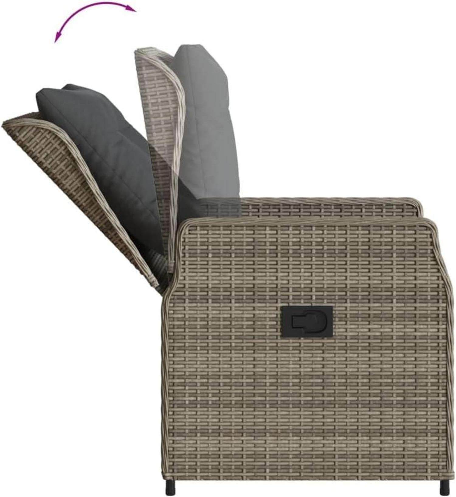Polyrattan Gartenmöbel Set 6 Personen mit Tisch und 6 Hochlehner Stühlen Grau