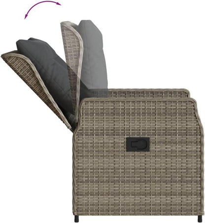 Polyrattan Gartenmöbel Set 6 Personen mit Tisch und 6 Hochlehner Stühlen Grau