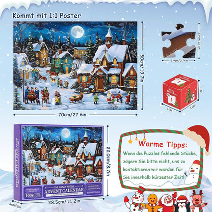 Adventskalender Puzzle 2024 Jigsaw Weihnacht 1008 Teile Erwachsene Kinder