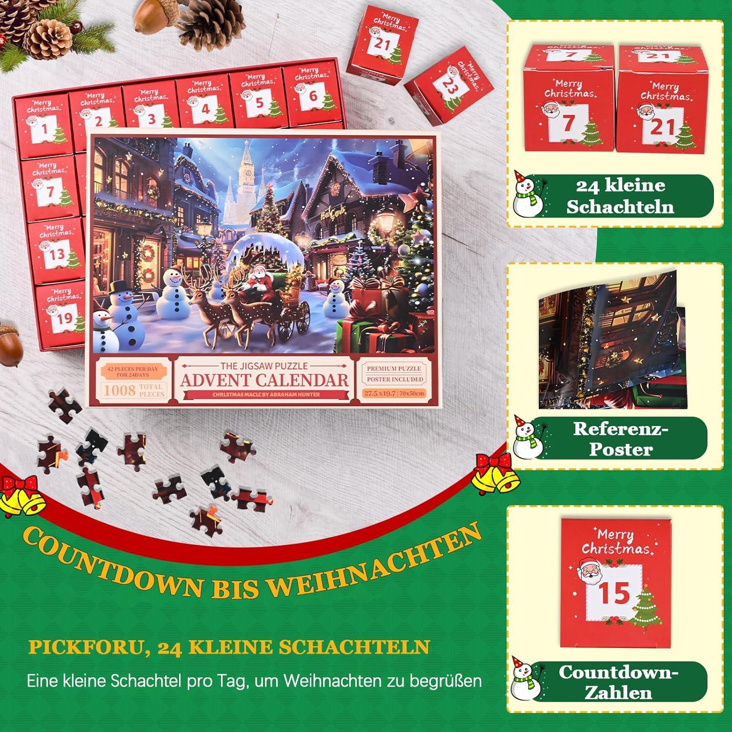 Puzzle Adventskalender 2024: Jigsaw 1008 Teile für Erwachsene & Kinder
